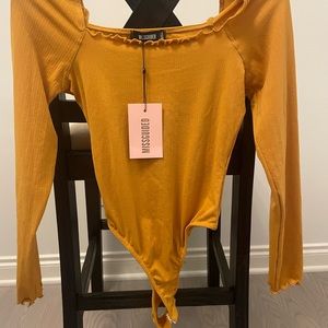 NWT Missguided - Lettuce Edge Long Sleeve Bodysuit